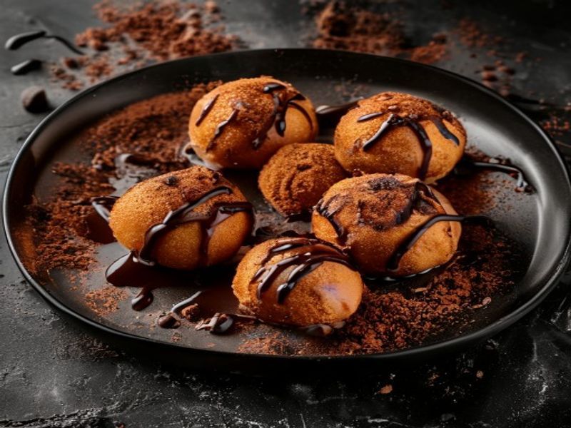 Midnight Velvet - dark chocolate drizzled loukoumades